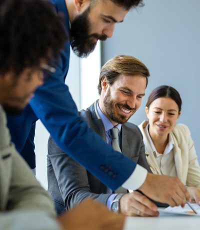 Corporate business team and manager in a meeting